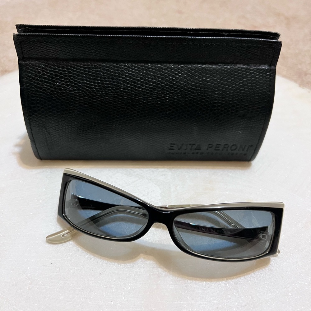 Evita Peroni Thin Sunglasses black with offwhite accent